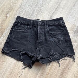 AGOLDE Distressed Black Denim Shorts